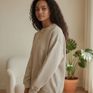 AYBL Oversized Crewneck Sweatshirt XXL Beige Neutral Athleisure Pullover